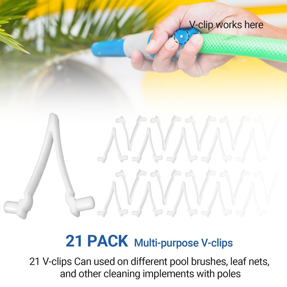 (21-Pack) AR-PRO Replacement Pool V-Clips - Brush Plastic 21-Pack, White