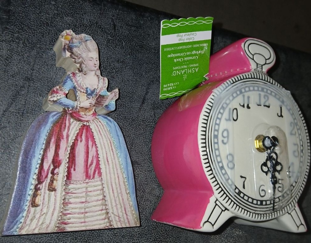 Ashland Pink and White Ceramic Clock One Size