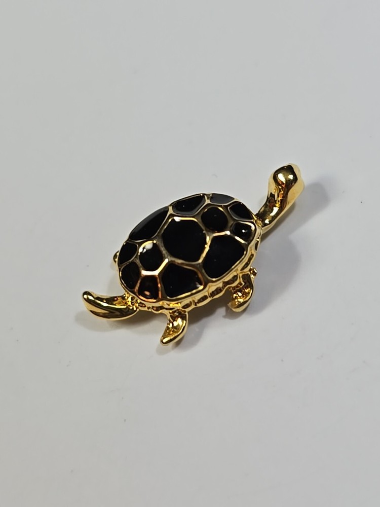 Turtle Lapel Pin Black & Gold Colors