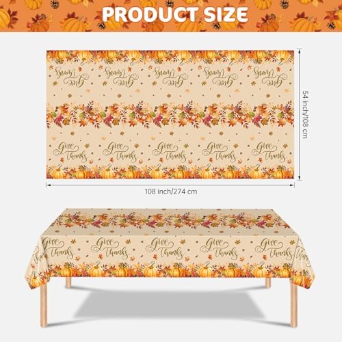 3 Pcs Thanksgiving Tablecloth Disposable - Fall Table cloth, Give Thanks