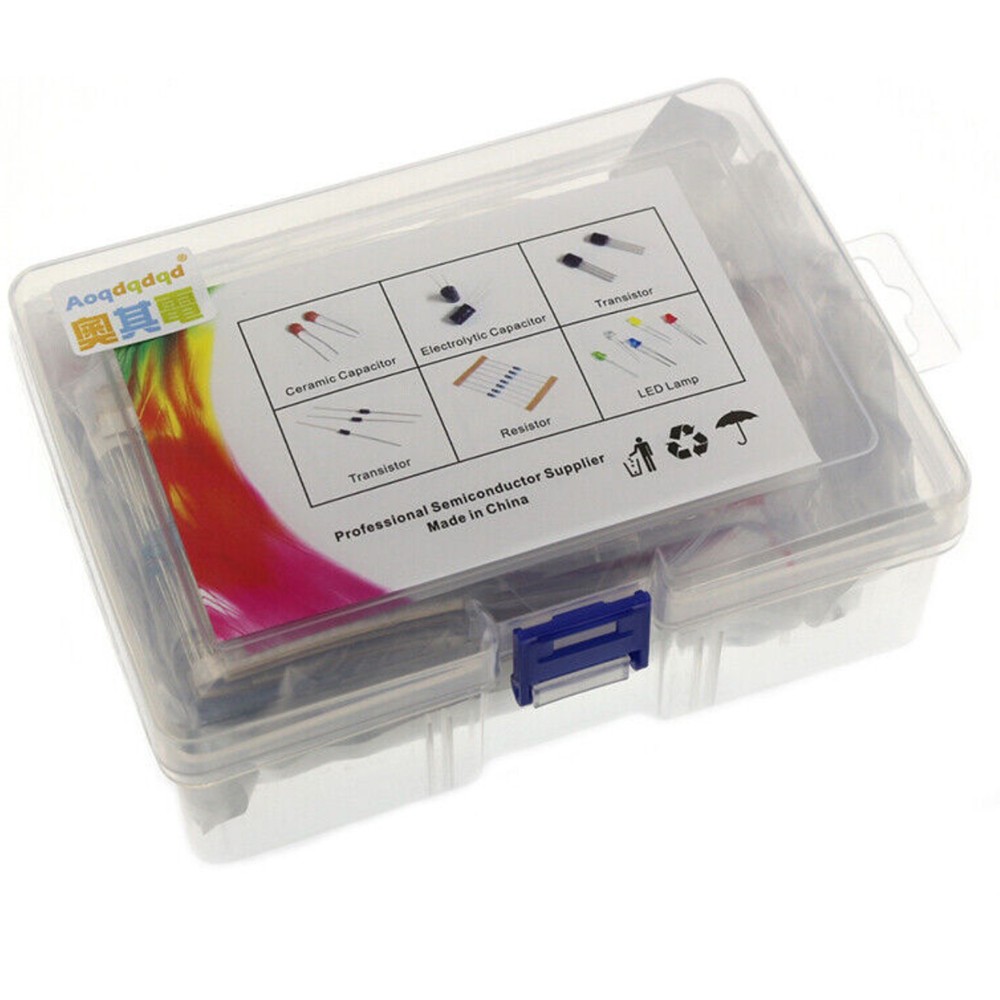 Electronic component transistor capacitor diode led metal film resistor box kit