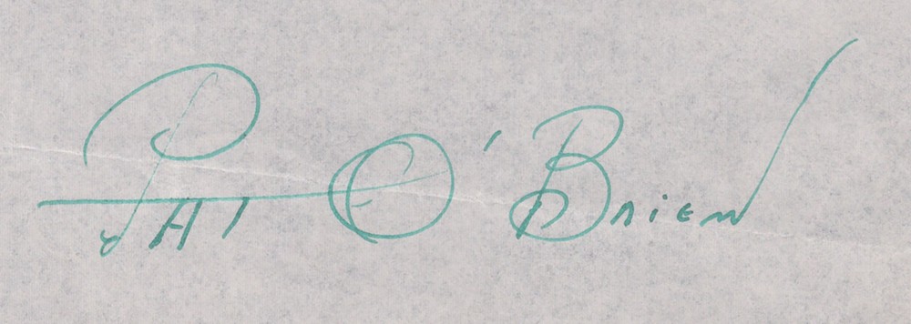 PAT O''BRIEN - DOCUMENT DOUBLE SIGNED CIRCA 1947