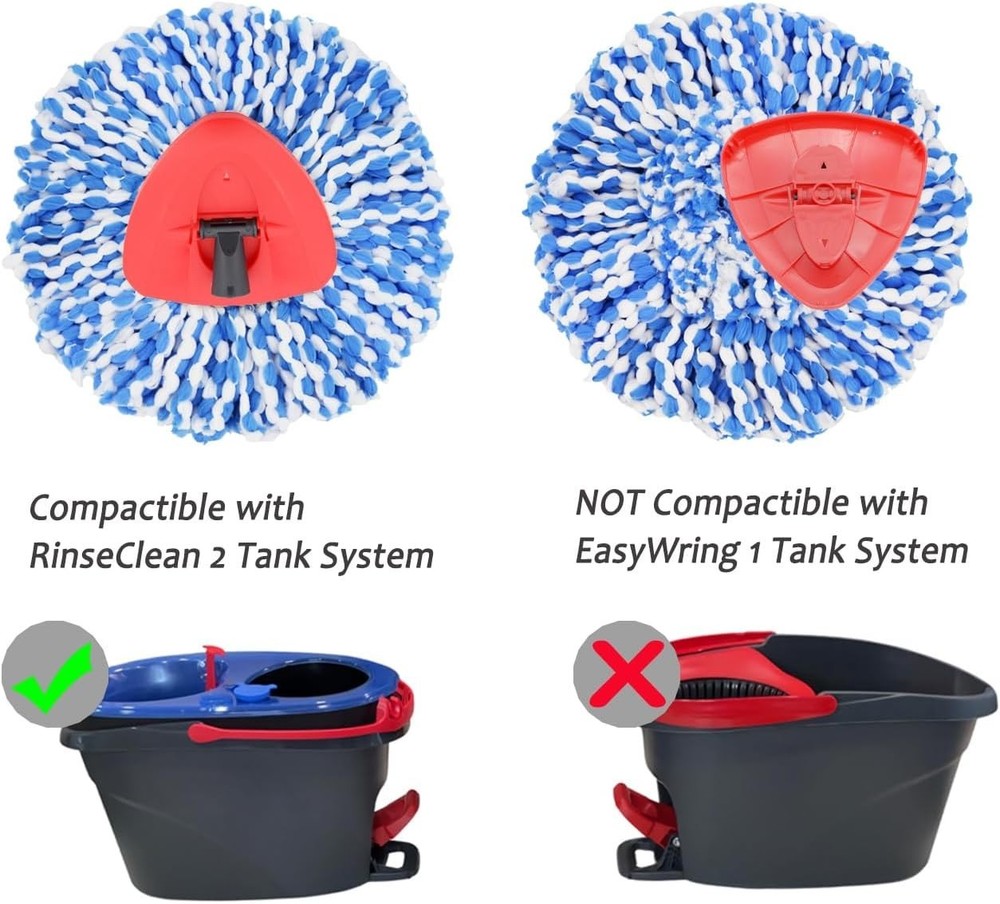 4 Pack Spin Mop Replacement Heads Microfiber Mop Refills Compatible with 2 Ta...