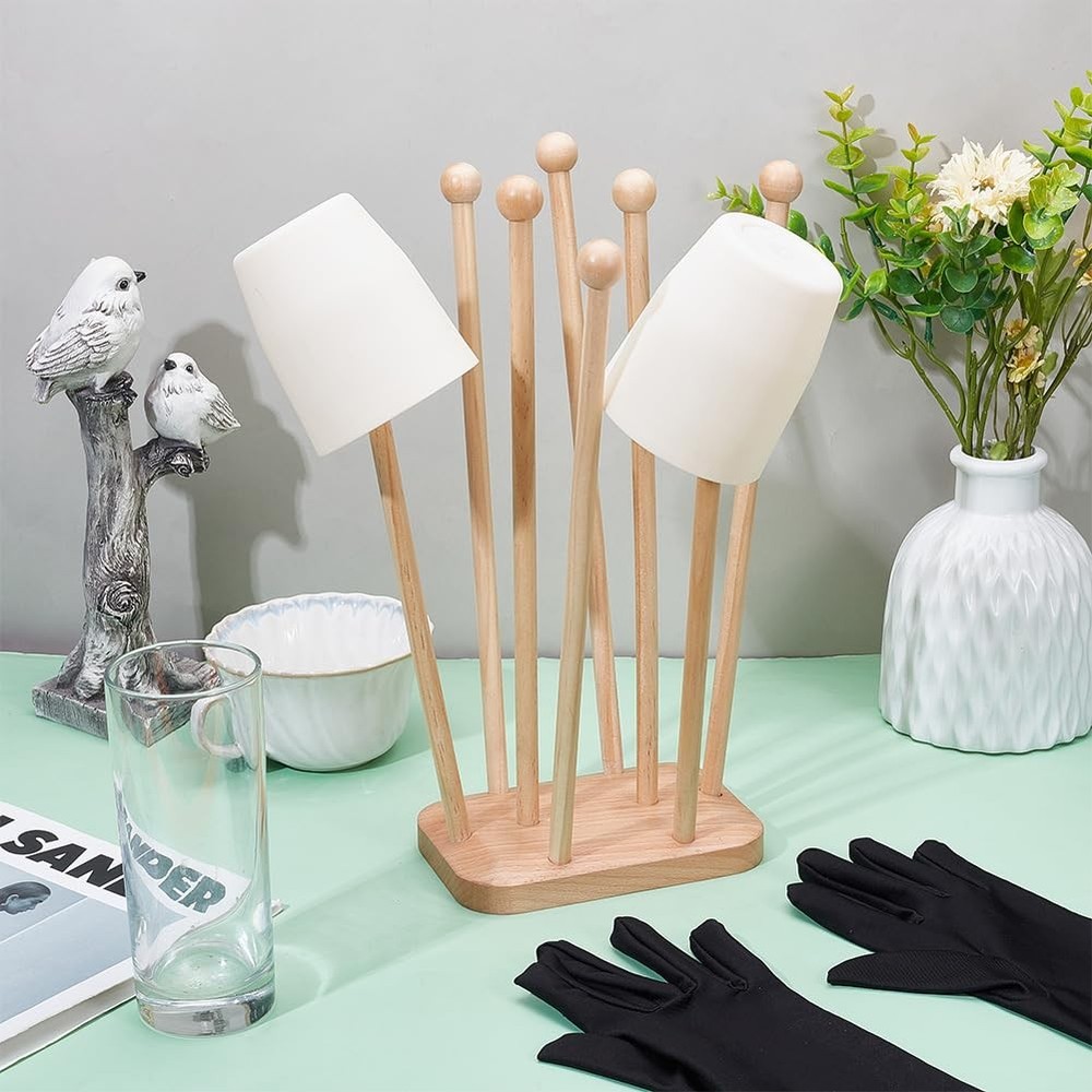 Plastic Bag Drying Rack, Reusable Bag Cup Drainer Holder with 8 Sticks Beech ...