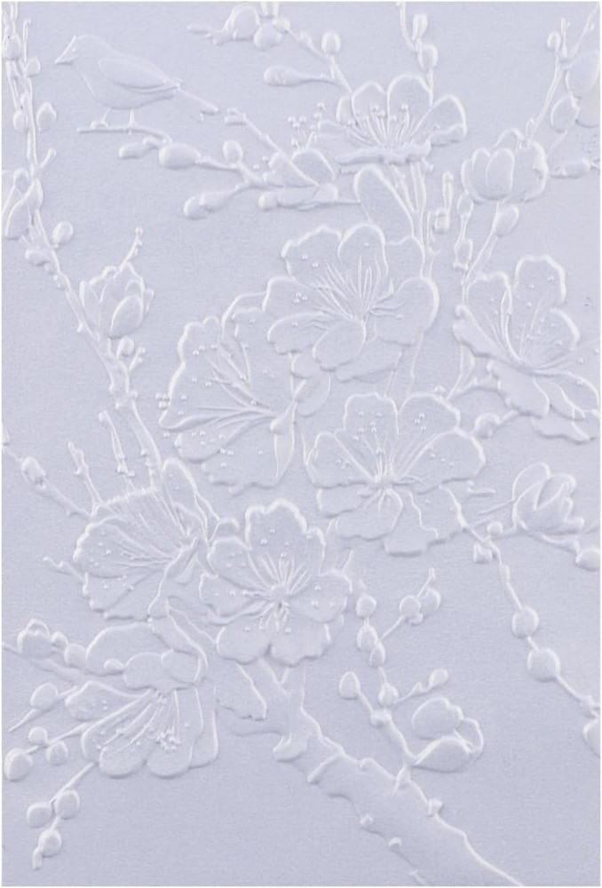 3D Embossing Folder for Card Making,Cherry Plum Blossom Clear Plastic Texture Fa