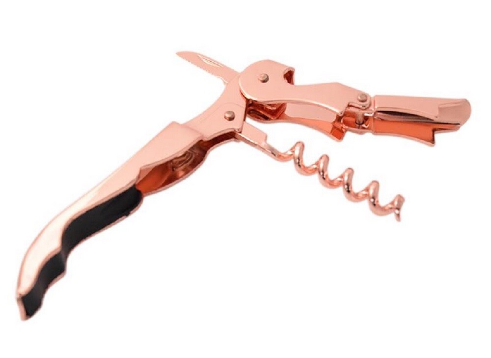 Copper Plated Corkscrew Double Hinge Waiters Wine Key / Bottle Opener # COP