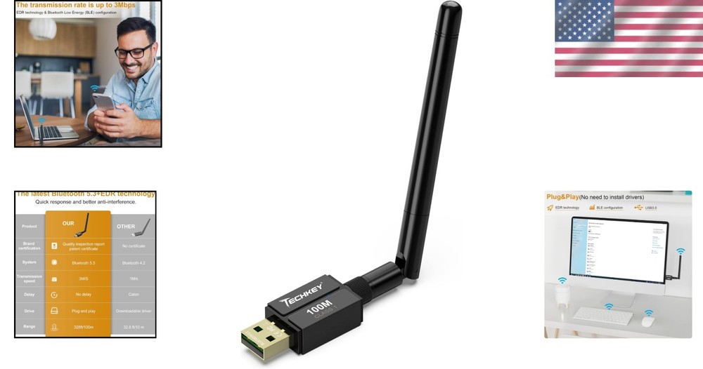 Long Range USB Bluetooth 5.3 Adapter - 328FT Wireless Connectivity for PC