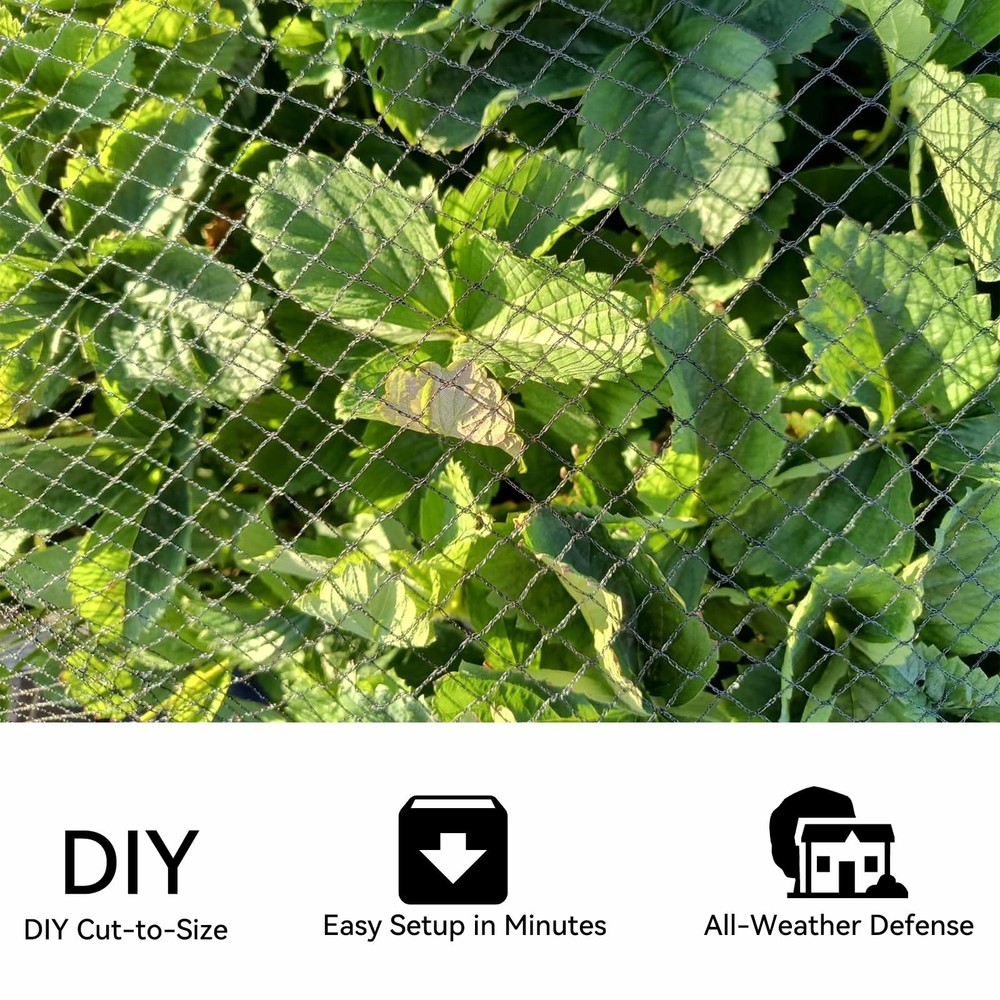 Bird & Poultry Netting 10x10ft 1/2in UV Mesh Blocks Squirrels & Hawks