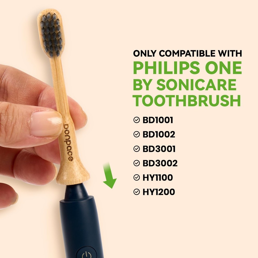 PONPACE Bamboo Toothbrush Heads Compatible with Philips One by Sonicare, Soft...