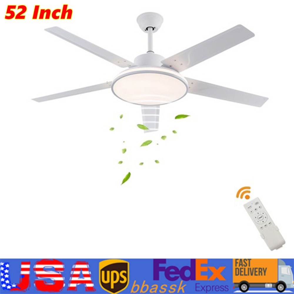 52in Modern Ceiling Fan Light Dimmable LED 3-Color Memory Function Fan w/ Remote