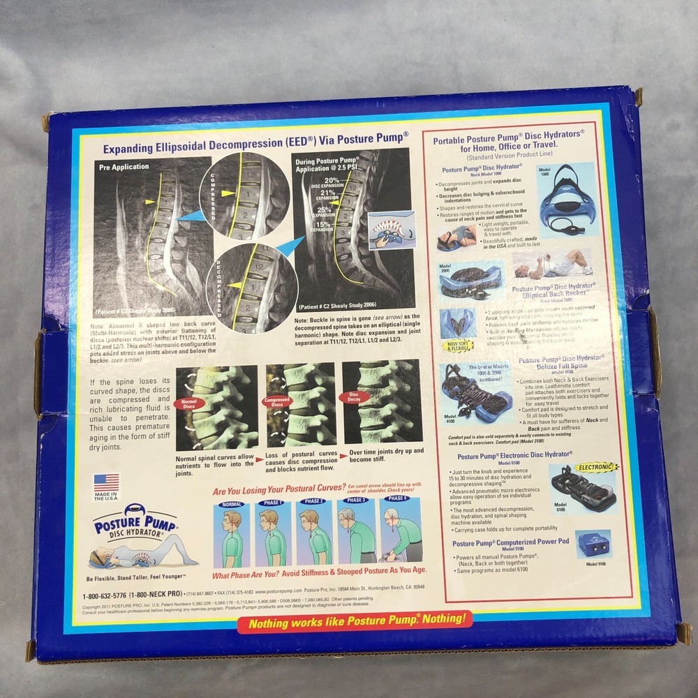 Posture Pump Disc Hydrator Professional Model 2000 Back Spine Corrector with Box