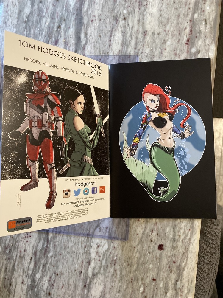 2015 Tom Hodges Autographed Signed Sketchbook; Pristine Authentic; Star Wars COA