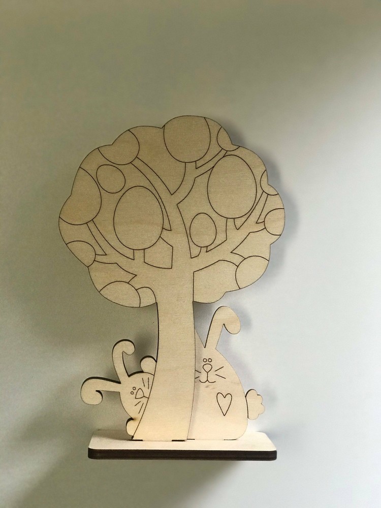 easter tree with hares & eggs for art and craft.