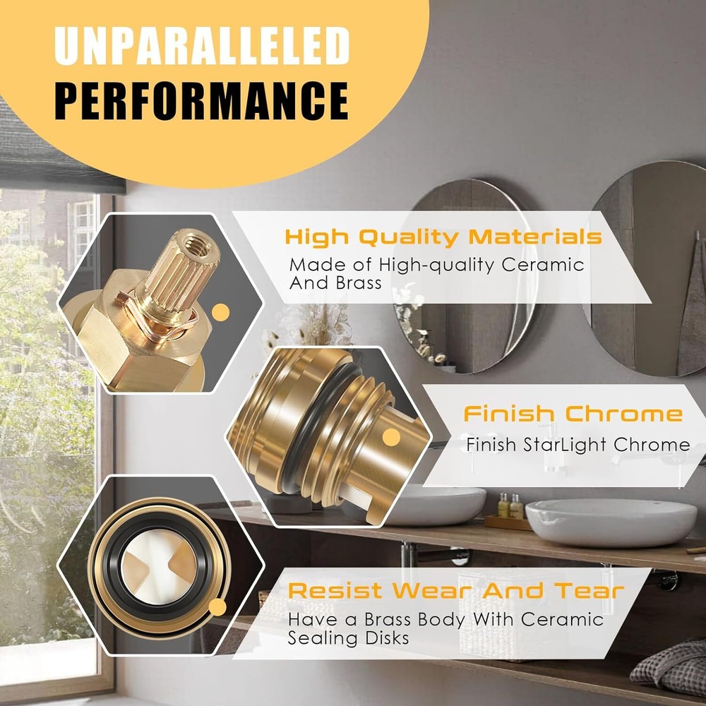 Replace for Grohe 45882000 Right Stop Ceramic Cartridge 1/2" -1/4 Turn 90 Degree