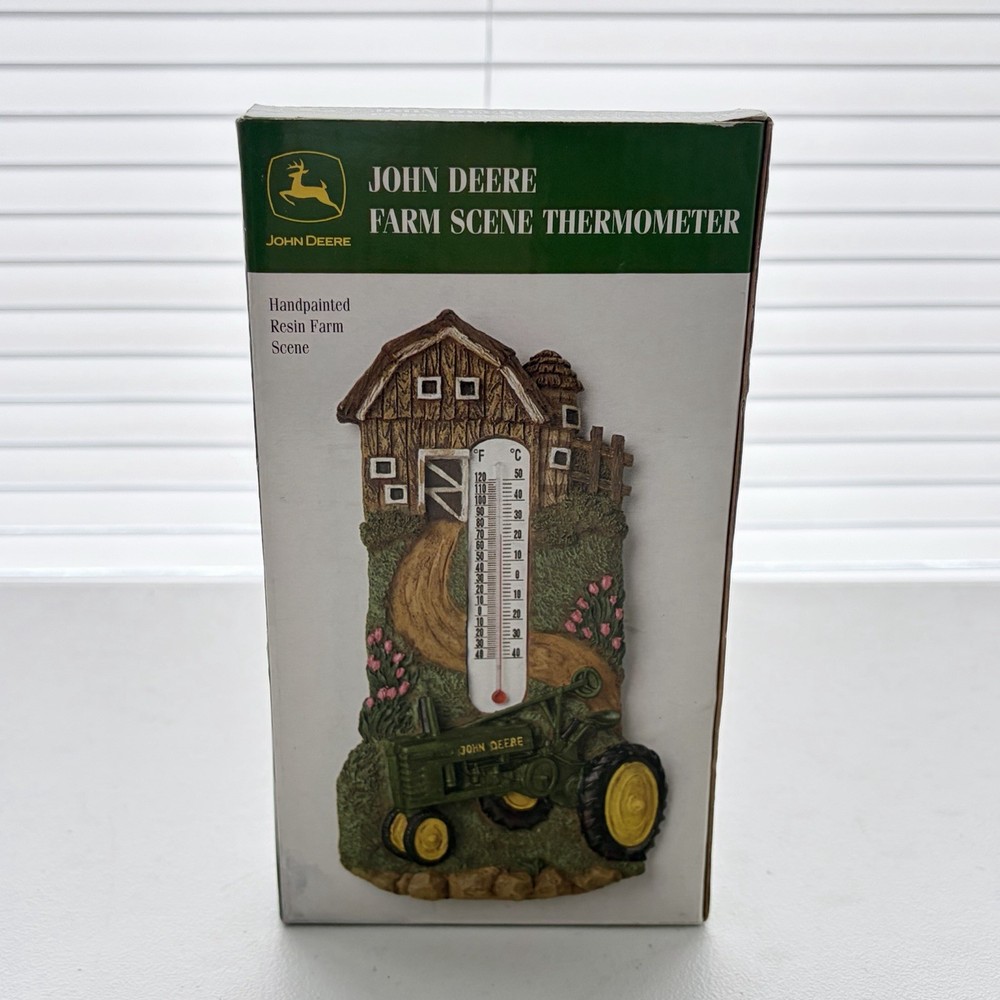 JOHN DEERE Tractor Farm Scene Wall Thermometer Barn Licensed