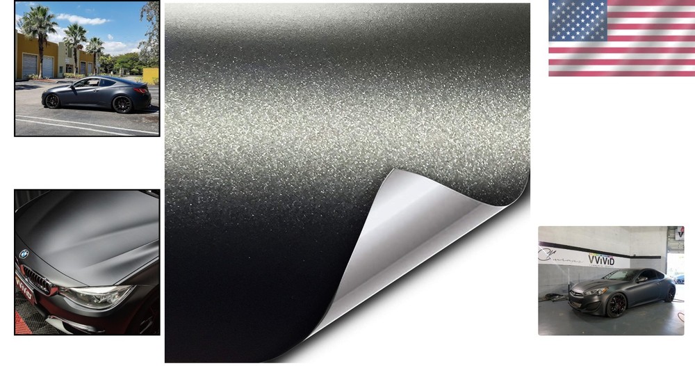 Matte Metallic Black Vinyl Wrap (1Ft X 5Ft)