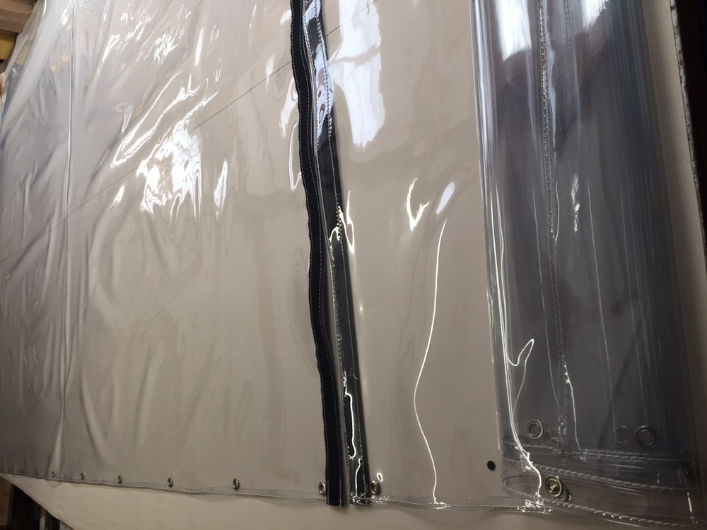 L SHAPE HALF CLEAR WHITE WORKSHOP CURTAINS 30FT X 10FT