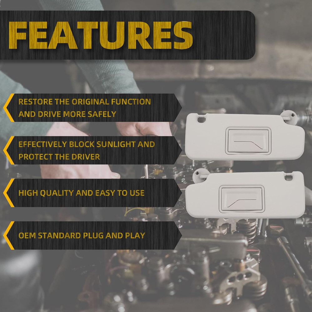 Left Driver & Right Passenger Side Sun Visor Compatible with Chevy Sonic 2012-20