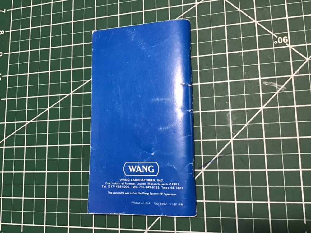 WANG 2200 Basic-2 LANGUAGE Pocket Guide. For programming VP based WANG 2200’s.