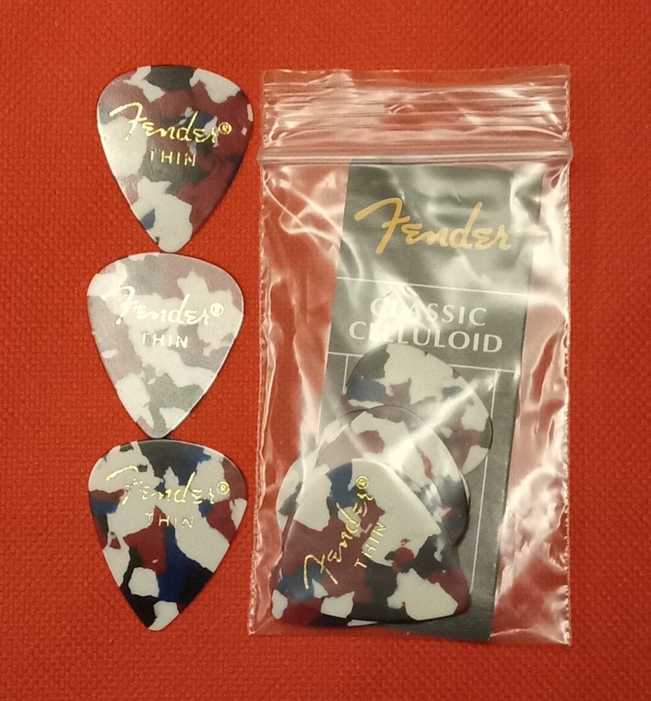 Fender 351 Classic Celluloid Guitar Picks, Confetti, Thin, 3 Pack