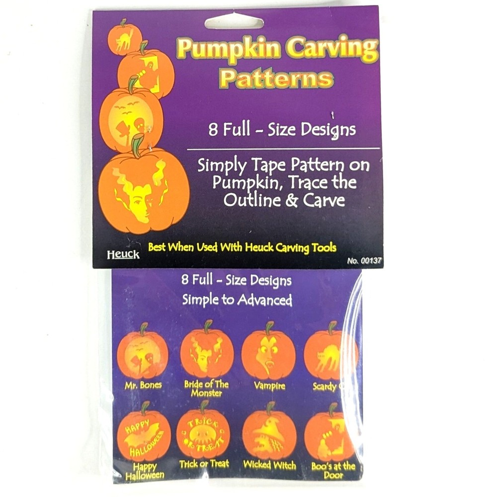 Heuck Pumpkin Carving Patterns - 8 Full Size Designs Stencils