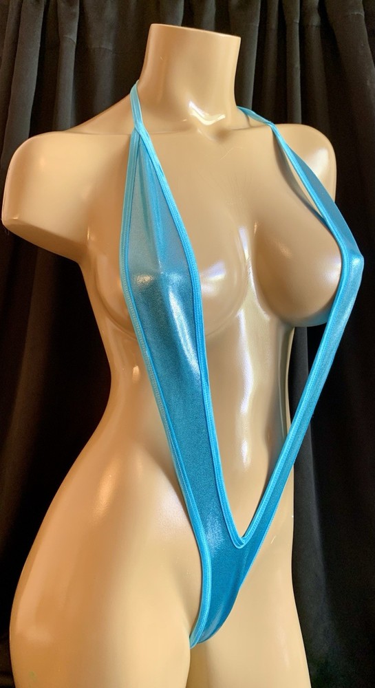 Exotic Dancer Stripper Rave Ocean Metallic Micro V Monokini OSFM