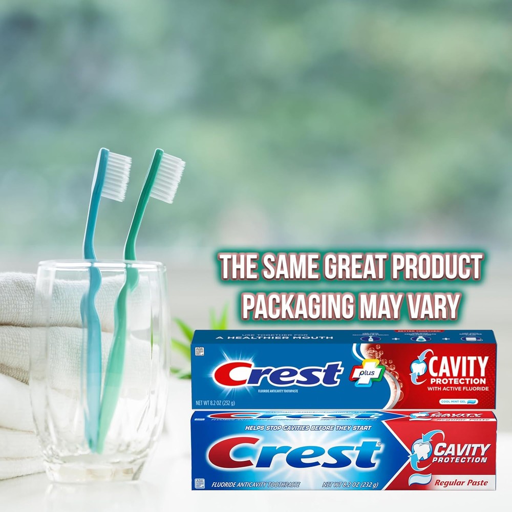 Crest Fluoride Cavity Protection Toothpaste, Regular Past, 8.20oz (3 Pack)