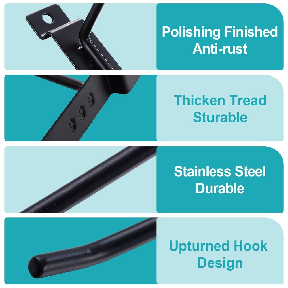 50Pcs 6" Heavy Duty Black Slatwall Panel Hooks