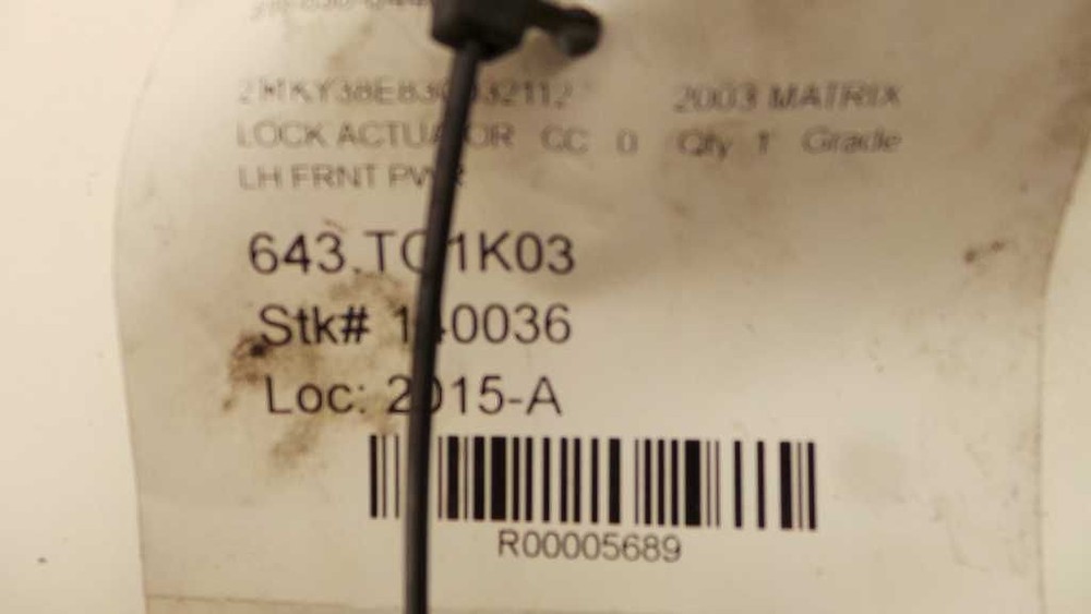 02-10 TOYOTA MATRIX DRIVER SIDE FRONT DOOR LOCK ACTUATOR ASSEMBLY
