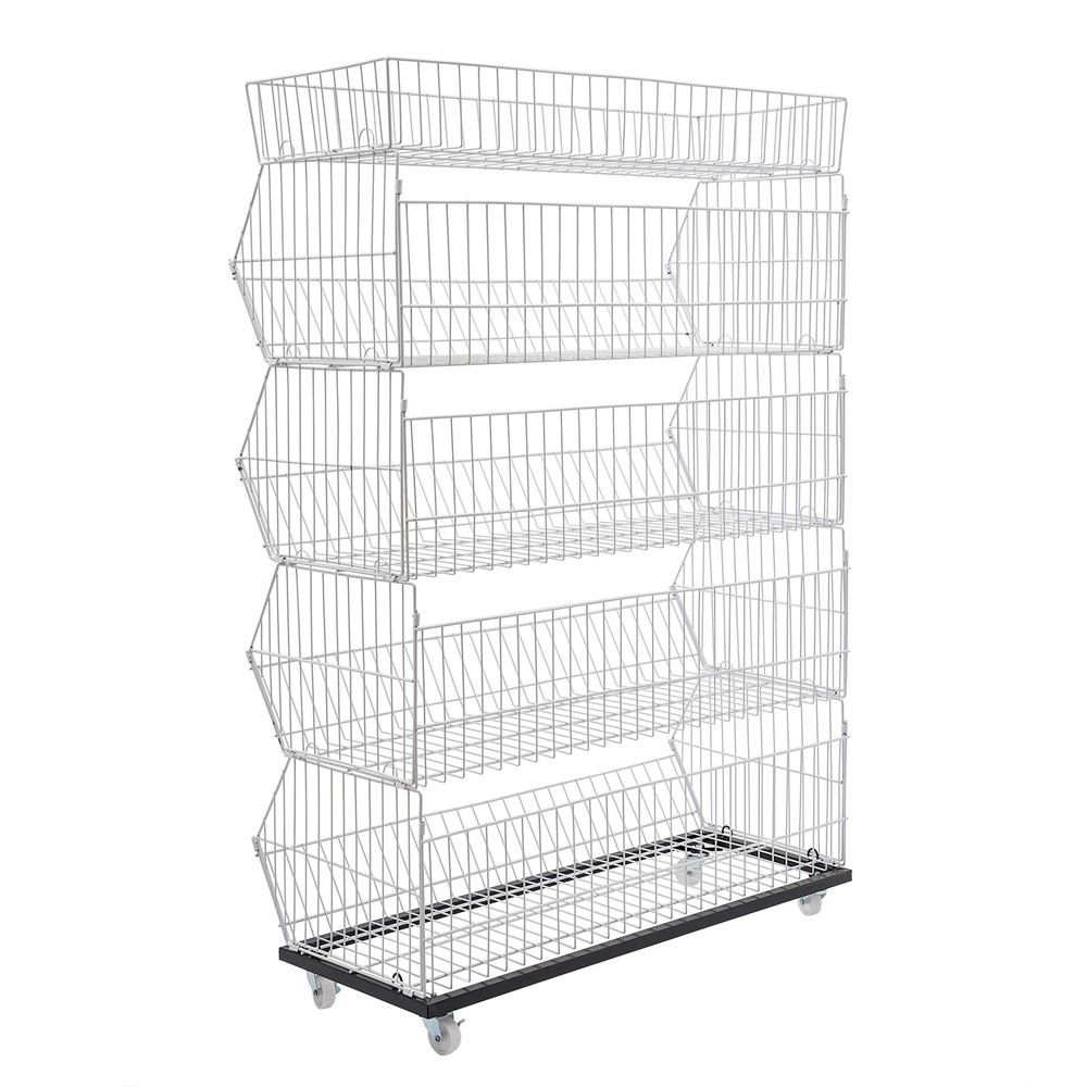 Retail Display Rack Shelf 5Tier White Wire Grid Merchandise Display Shelf US