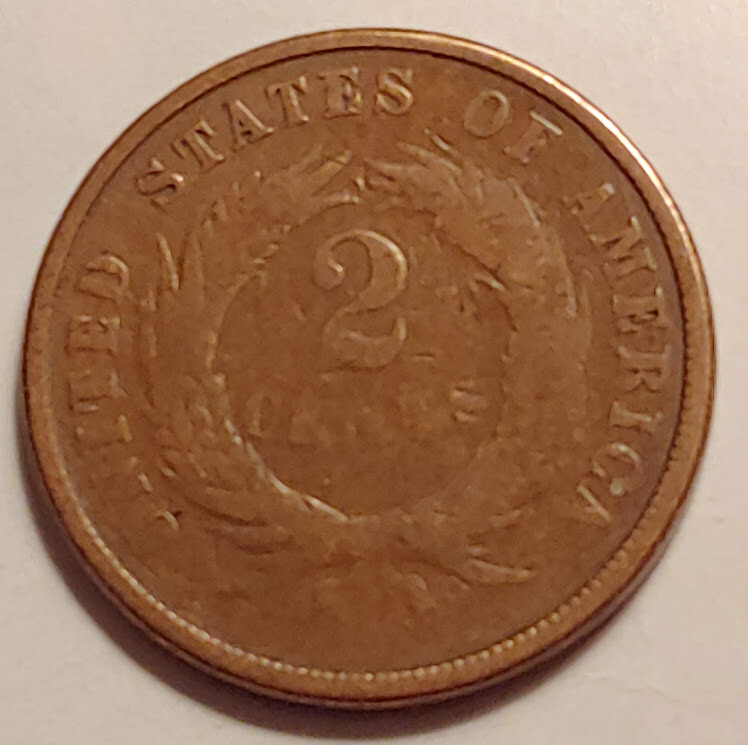 Scarce 2 Two Cent Shield Copper Coin 1871, High Grade. - C8589