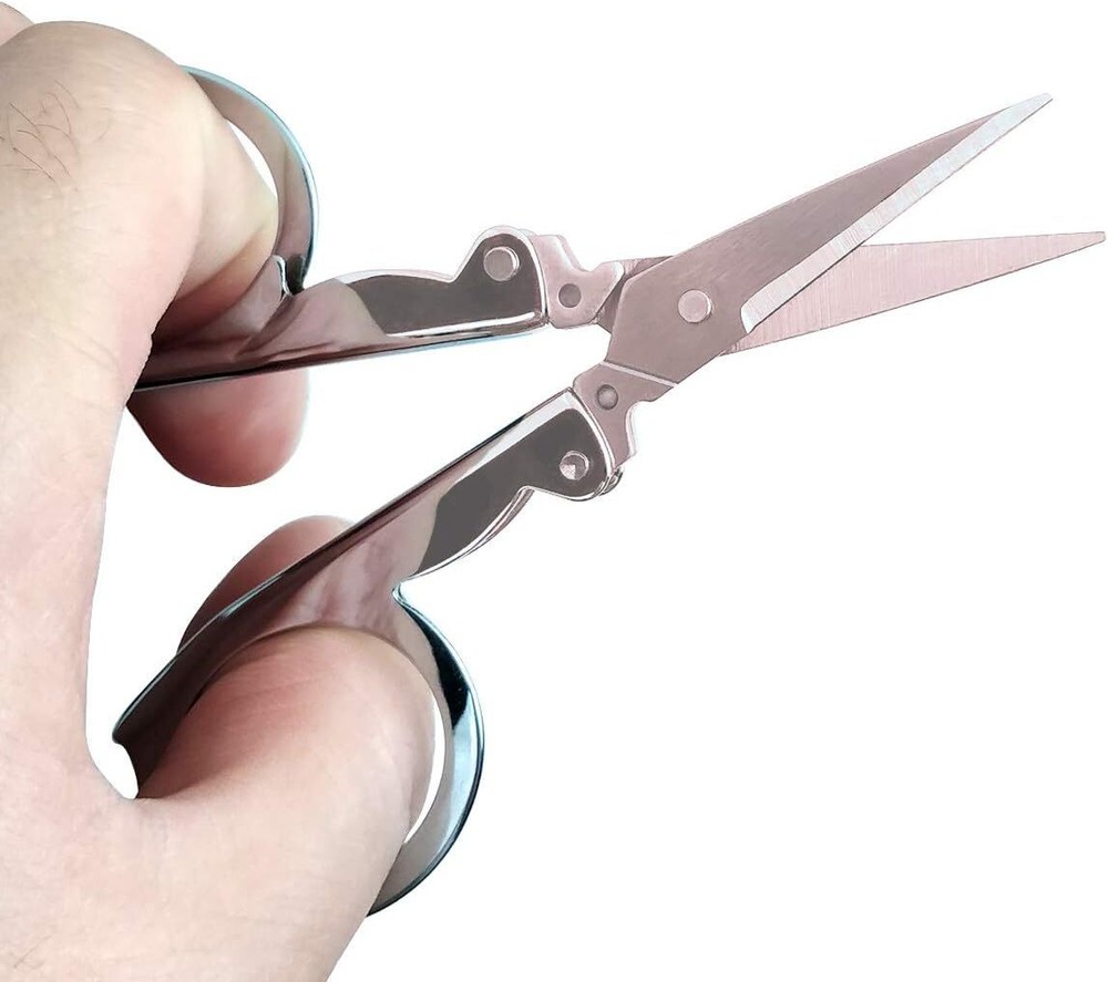 2Pcs Mini Scissors,Foldable Scissors Stainless,Travel for Can Silver