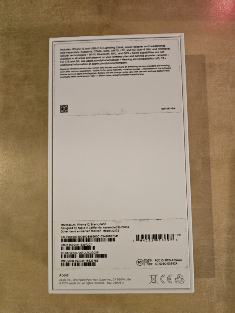 Apple iPhone 12 Black 64GB EMPTY BOX ONLY