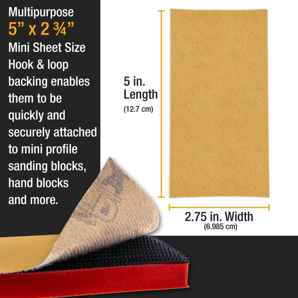 5" x 2.75" Sandpaper Sheets, 40 Grit - 30 Hook & Loop Sheets - Hand Sanding