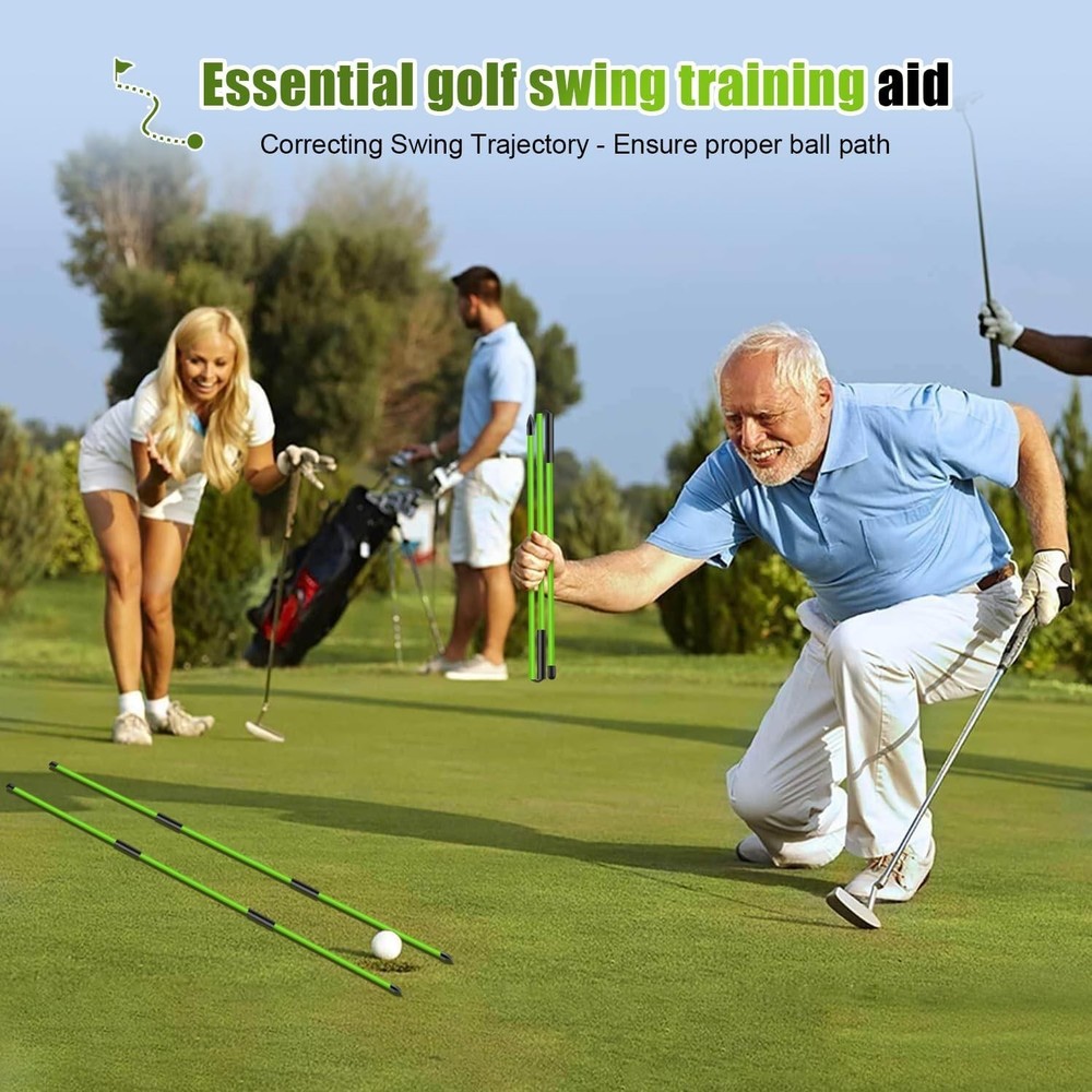 Golf Alignment Sticks 2 Pack, 48″Collapsible Practice Rods for Aiming/Putting...