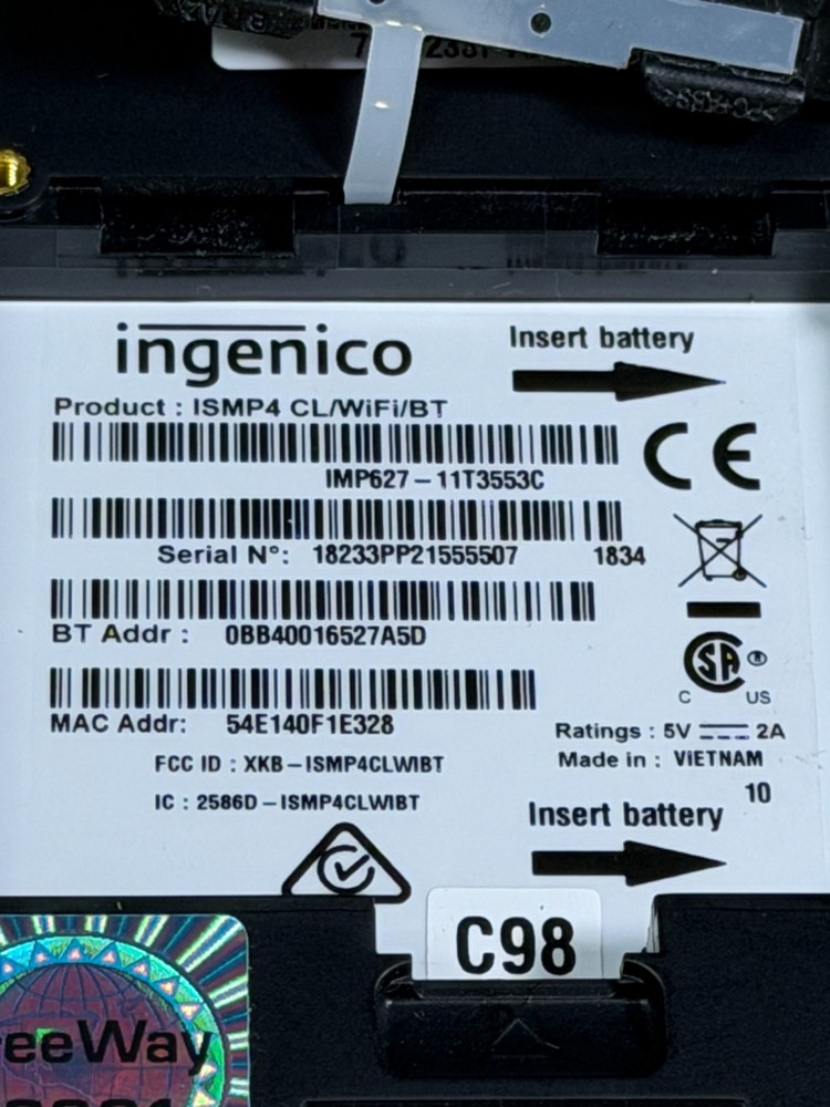 Ingenico ISMP4 Card Reader w/ Barcode Scanner Ships Fast!!!