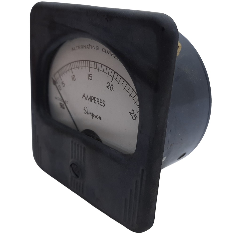 Simpson Electric 01190 Rectangular Style Analog Panel Meter Model 57, 0-25V AC
