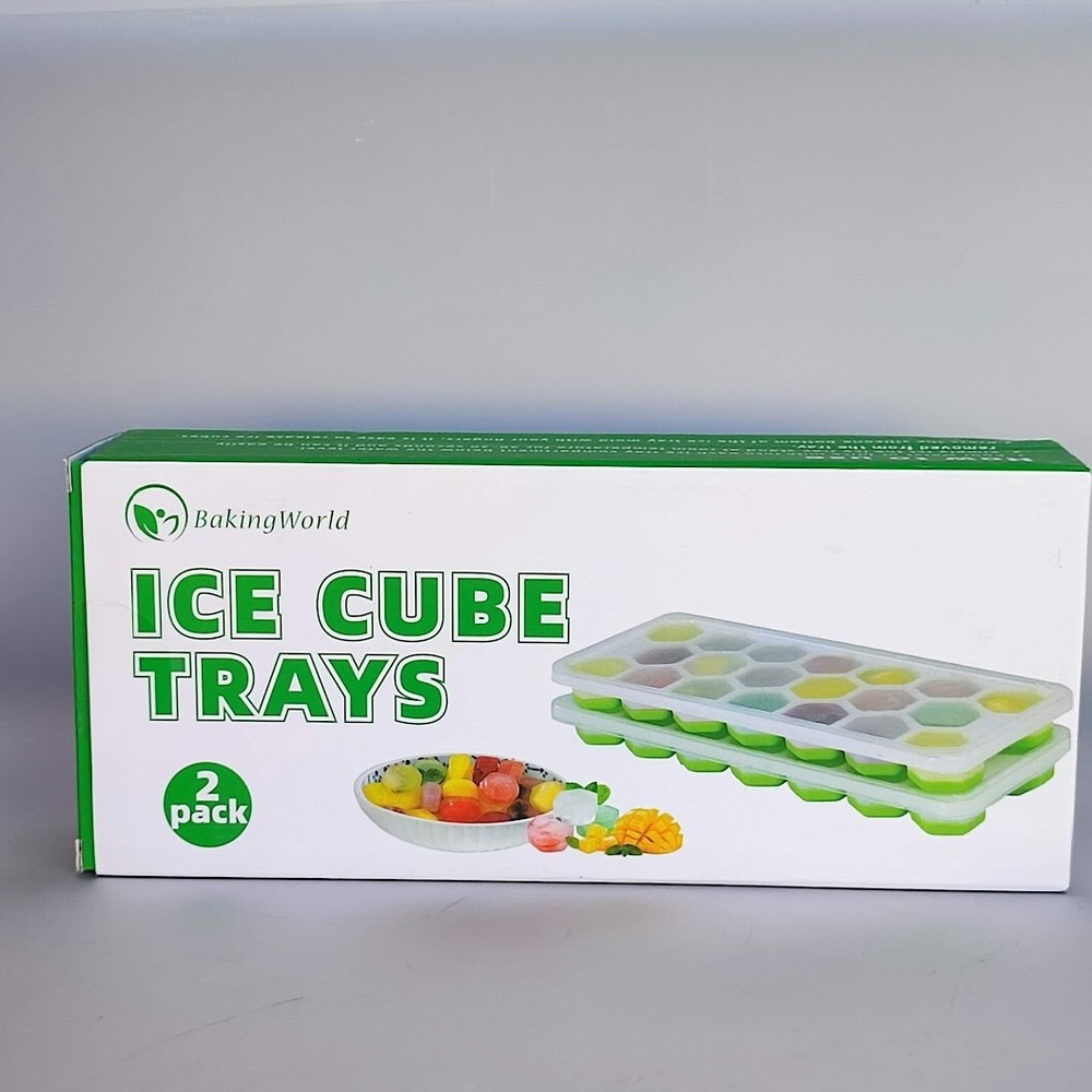 Ice Cube Tray, Easy Release Hexagonal Honeycomb Silicone Molds with Lid 2-Pack