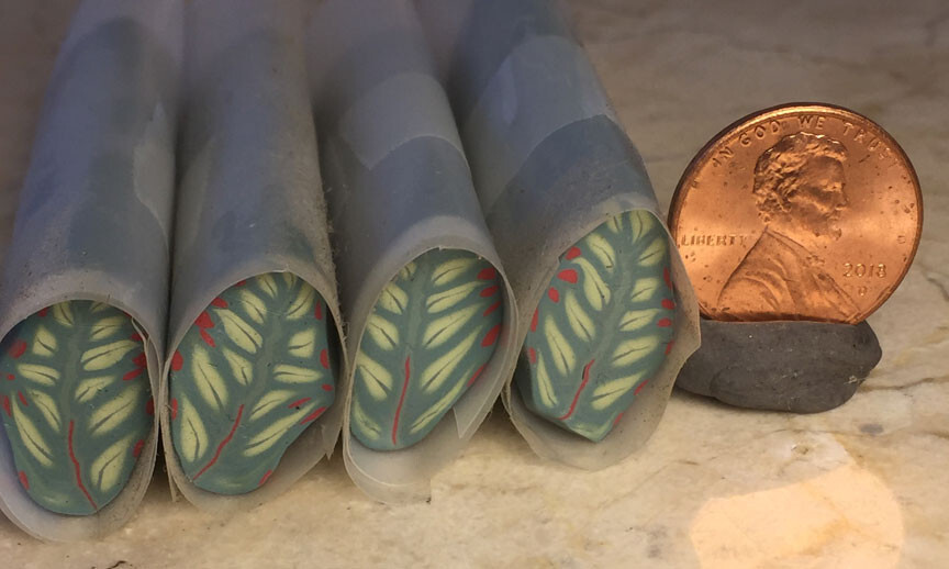 Fern Leaf raw polymer clay cane