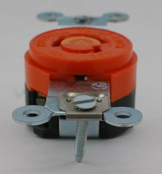Hubbell L5-15 Orange Locking Single Receptacle