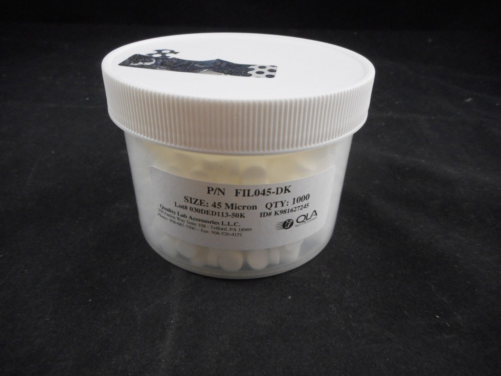 QLA Dissolution Cannula 45 Micron Filter Discs UHMW Polyethylene 1000/Jar