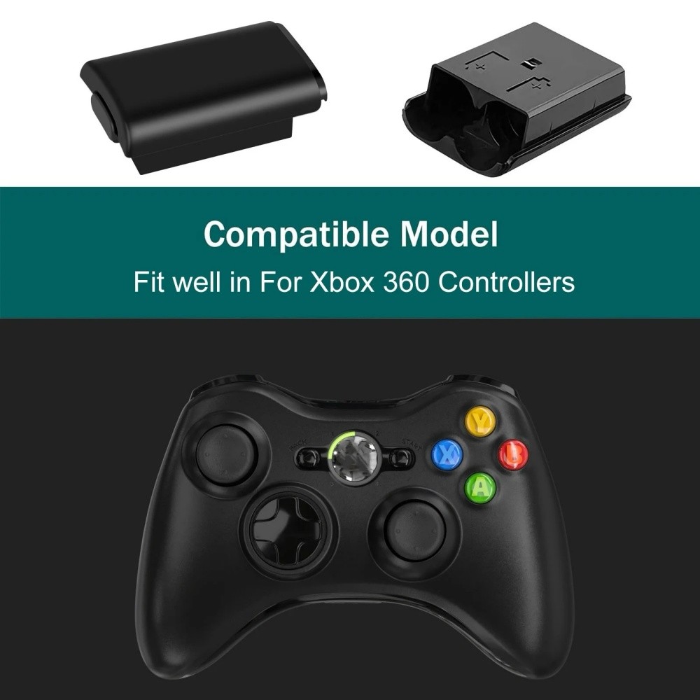 4PC AA Battery Back Cover Case Shell Pack For Xbox 360 Wireless Controller Black