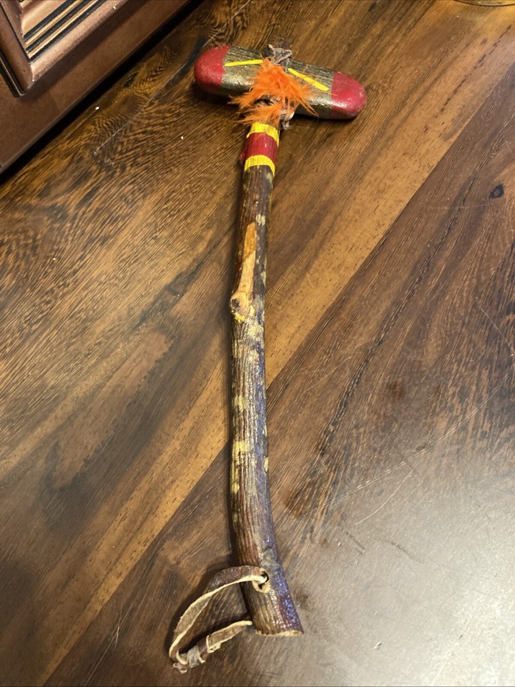Stone Head Tomahawk Native American War Paint Feathers