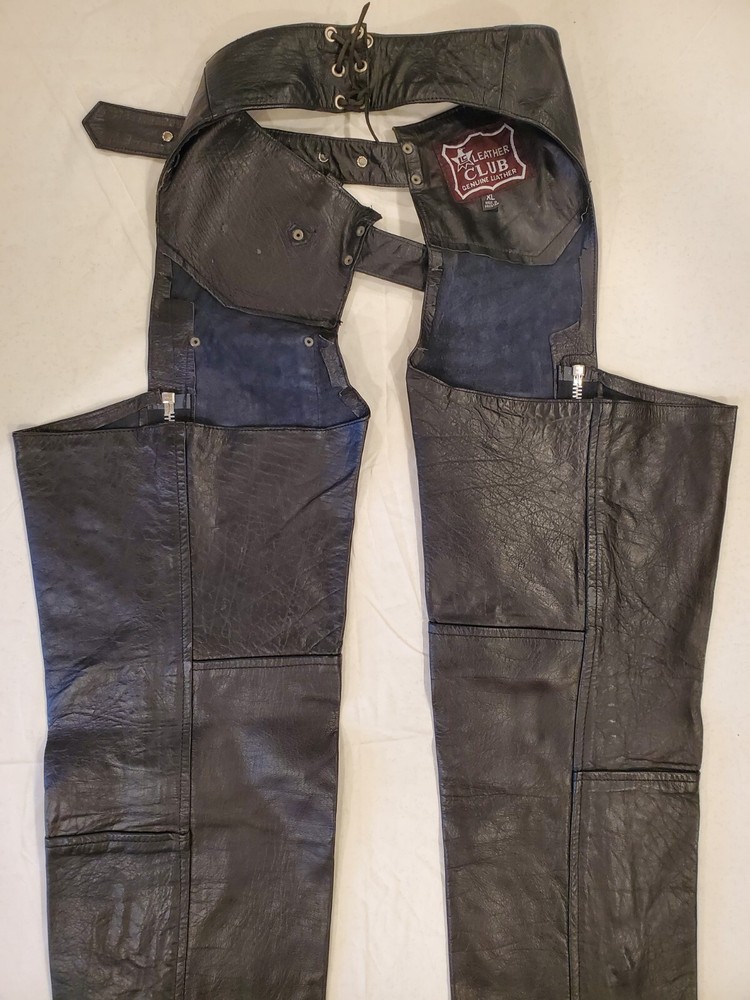 Leather Club Leather Chaps - Black - Size XL