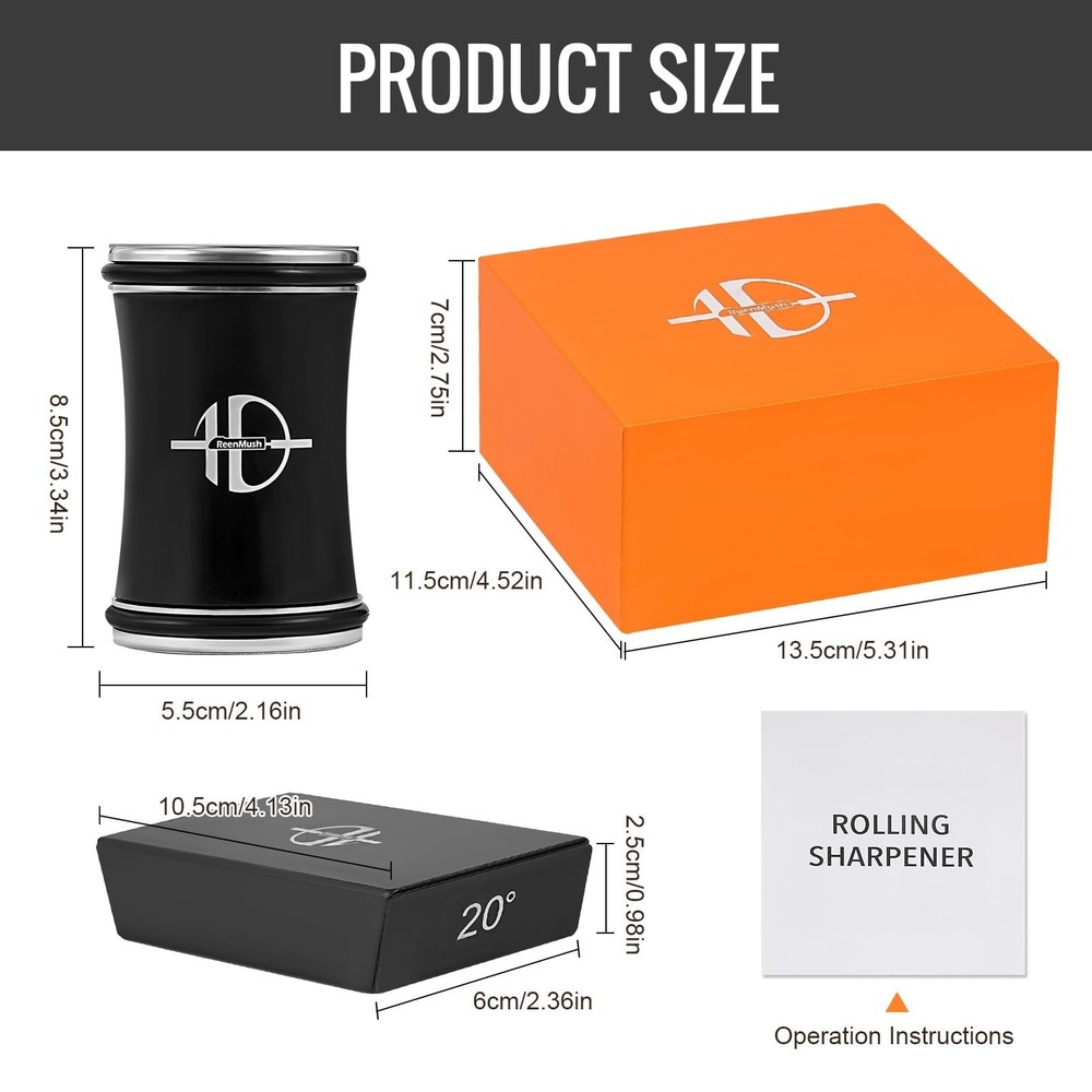 Roller Sharpener Kit with diamond and ceramic sharpening blades, magnetic angle