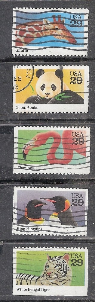 WILD ANIMALS #2705-2709 Used US 29c Postage Stamp Set