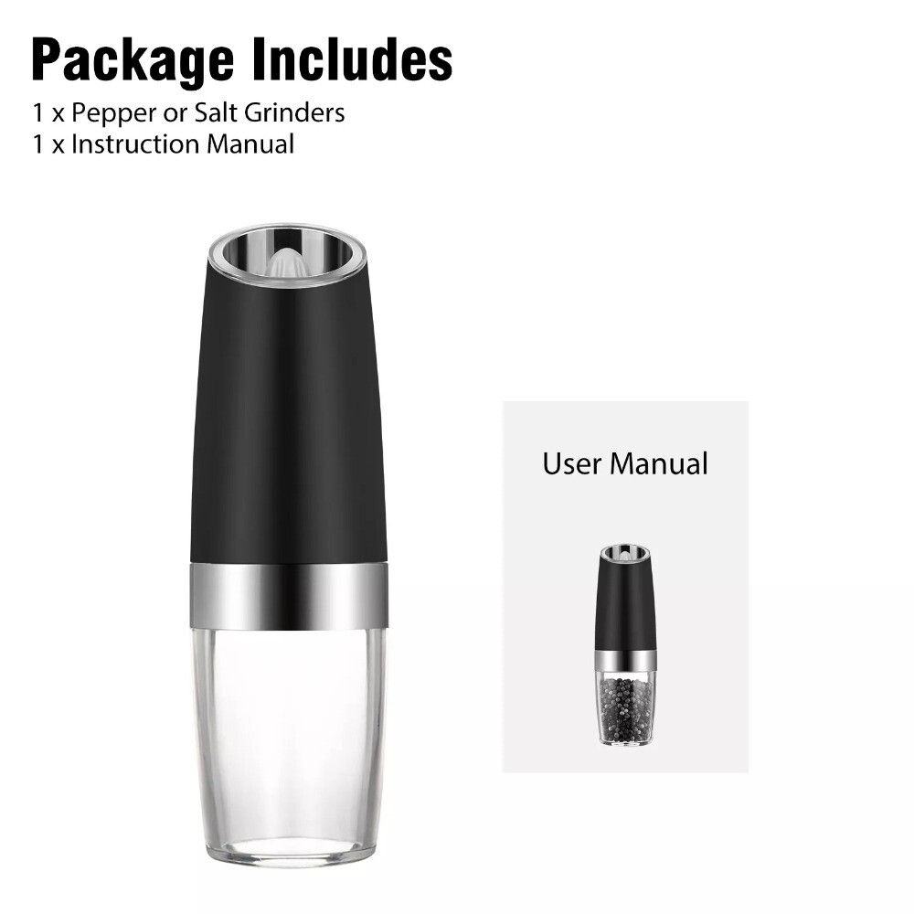 Automatic Gravity Electric Salt Pepper Grinder LED Light Adjustable Coarseness