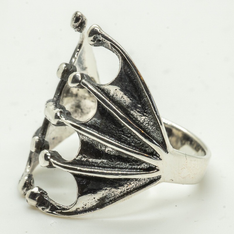 Bat Wing Frog Webbed Feet Ring 925 silver Vampire Gothic M -X Larger on request