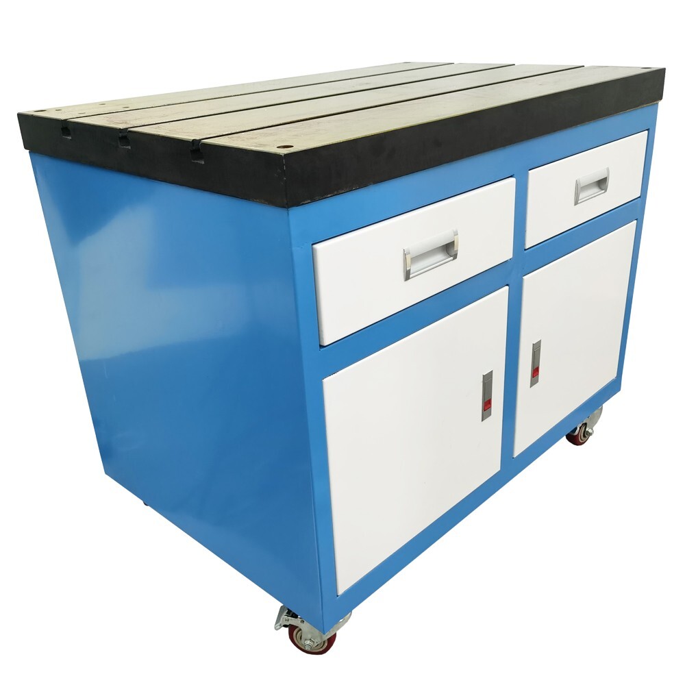 Tapping Machine Worktable Removable T-slot Table Fixed Base Storage Drawers