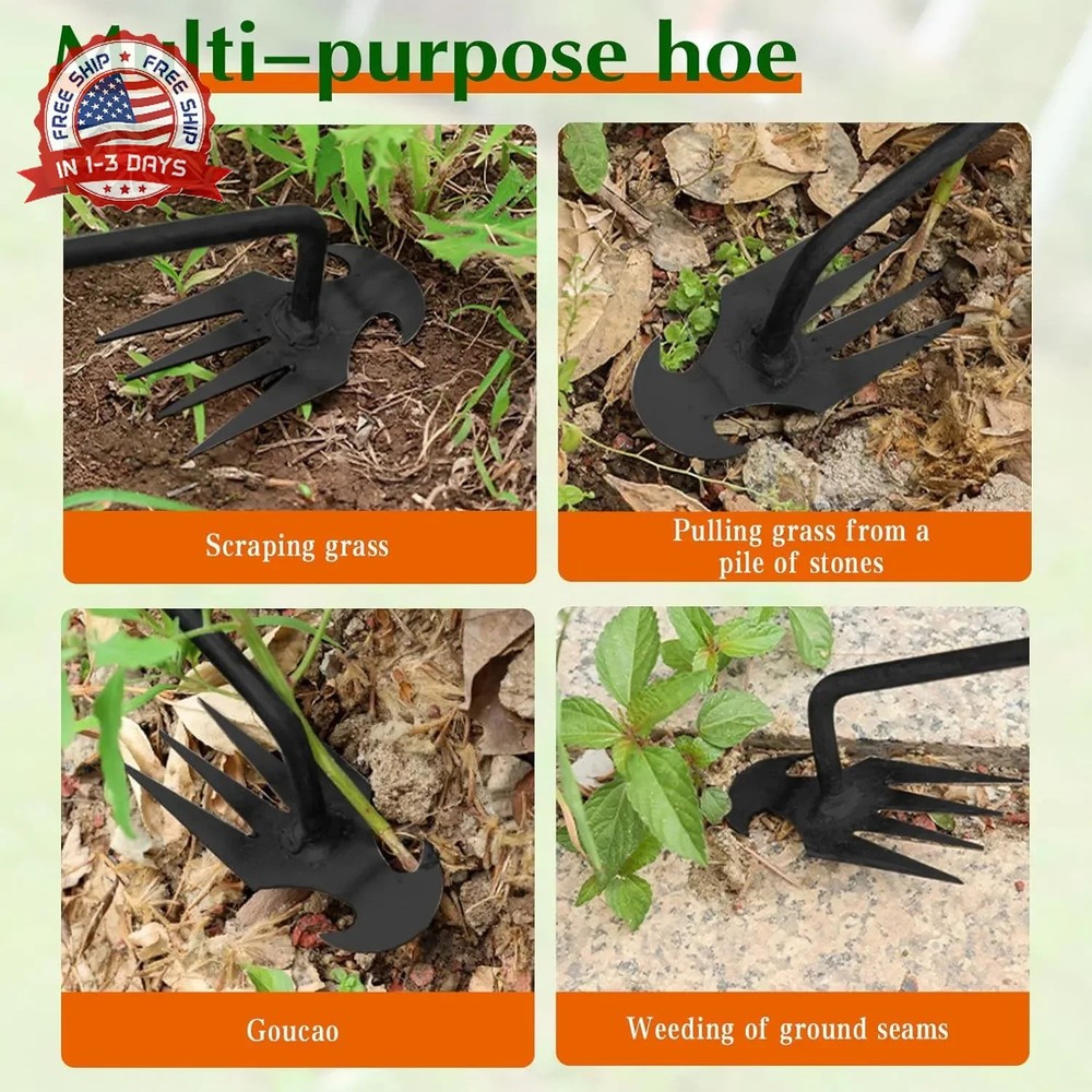 Weed Puller Tool Garden Weed Pulling Tool,Portable Garden Weeding Tool,4 Teeth M